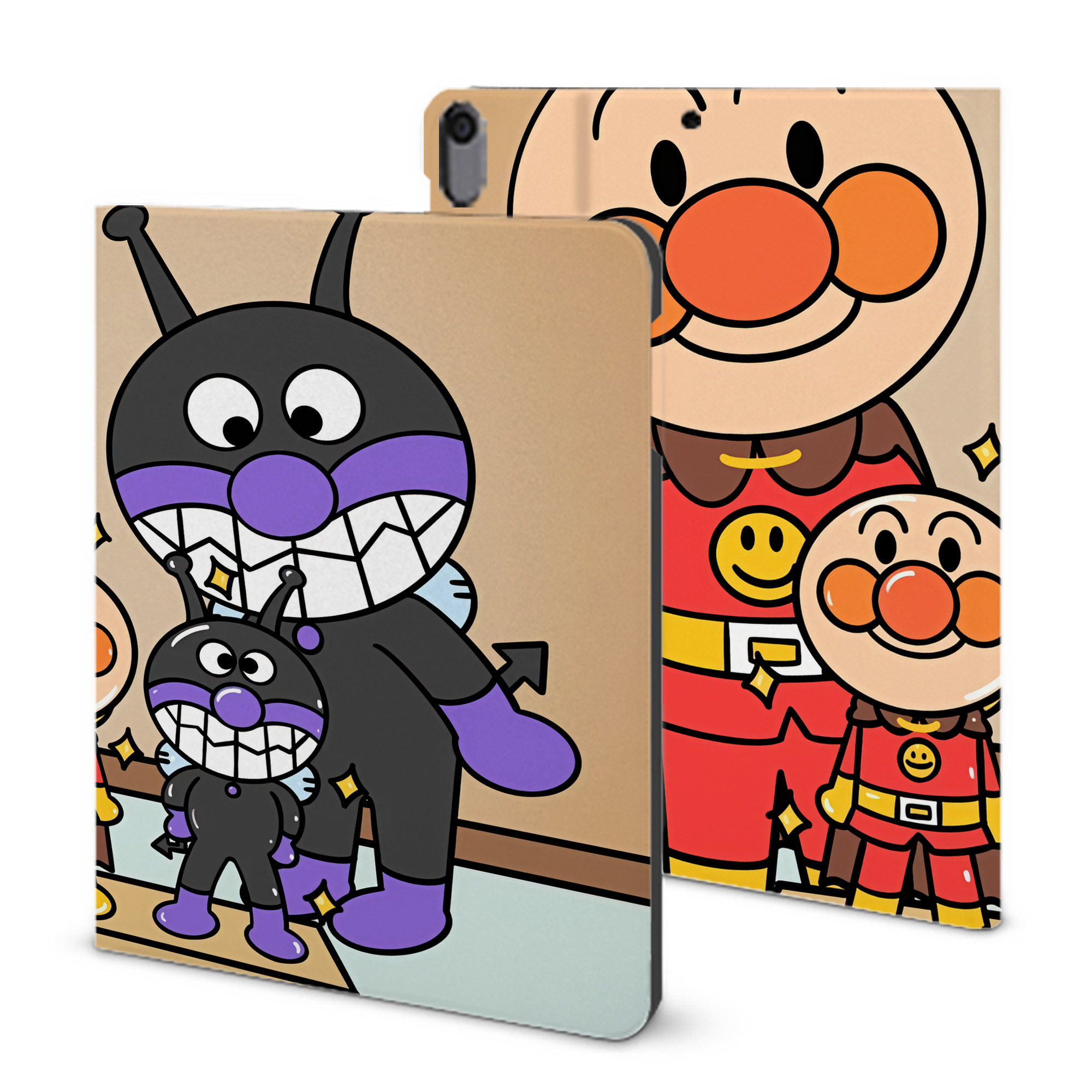 （画像用） アンパンマン Anpanman IPad ケース ブック型 PUレザー TPU 耐衝撃 軽量 薄型 ペン収納なし 全面保護 IPad 各モデル対応